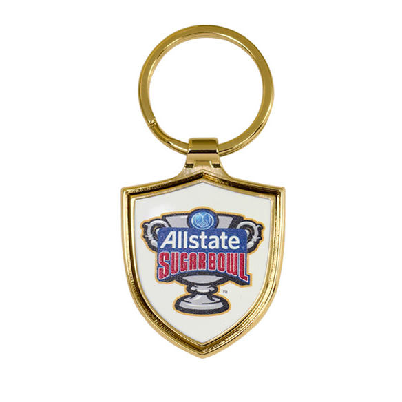 Shield Shaped Zinc Alloy Keychain - gold plated