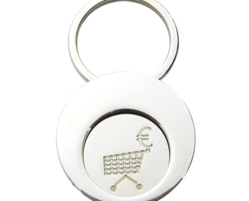 Laser engraving metal coin keychain is convenient for shopping cart