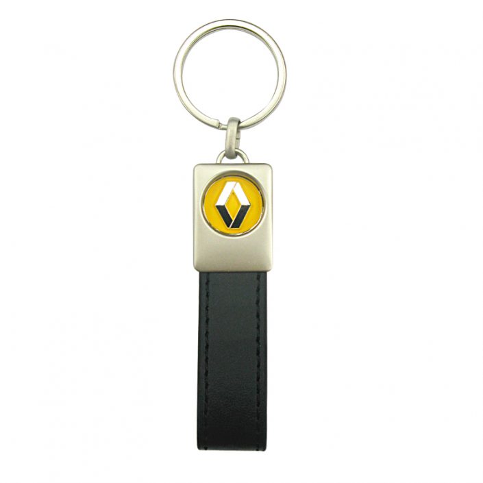 The front side of Car Logo Metal Leather Keychain with famous logo