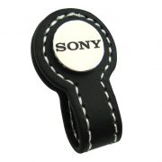 Black Fastie Earphone Leather Cable Winder with white logo