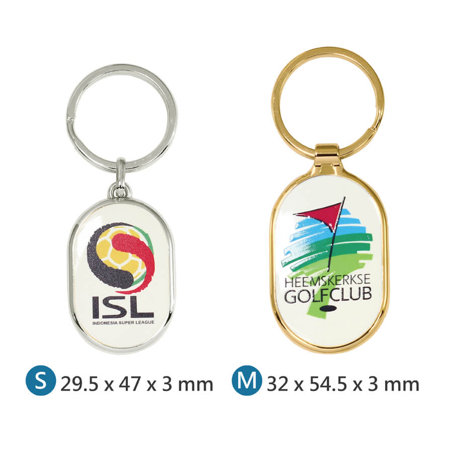 Small size and Medium size of Capsule Shaped Metal Keychain
