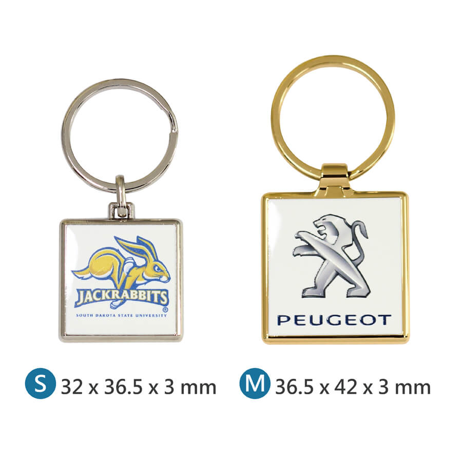 Small size and Medium size Square Shaped Metal Keychain