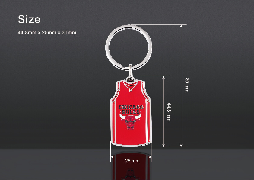 The size of Basketball Jersey Metal Keychain