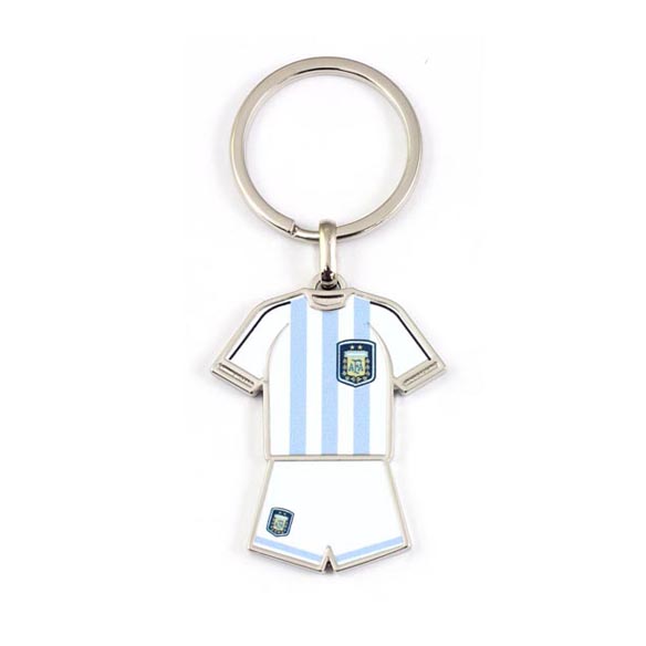 Football / Soccer apparel keychain with custom background color, and this one is white
