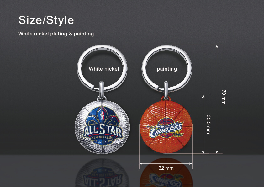 The size and style of Basketball Shaped Zinc Alloy Keychain