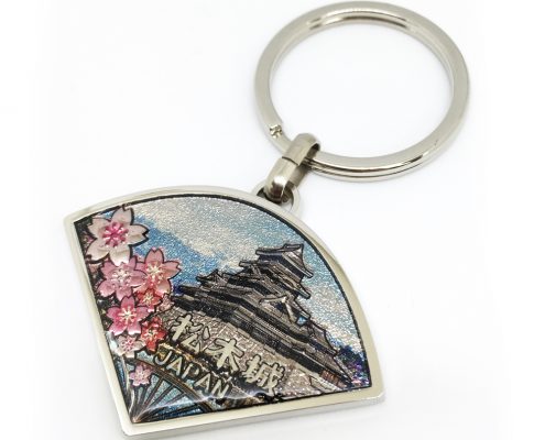 Japan Matsusaka castle keychain with grained background