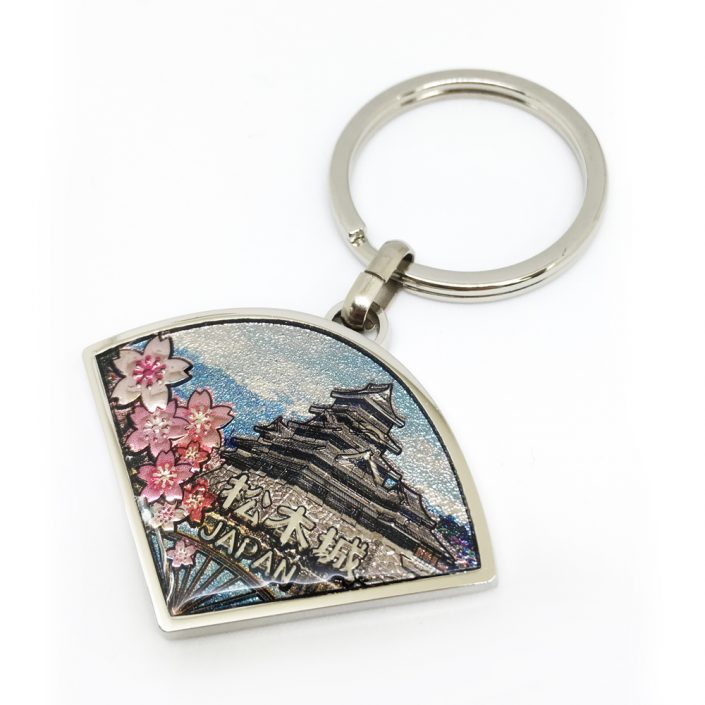 Japan Matsusaka castle keychain with grained background