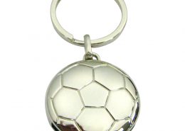 The front side of football coin keychain is 3D design with nickel plating.