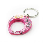 Custom logo digital printing Coin Keychain which its logo is Tung Blossom Season and the color is pink