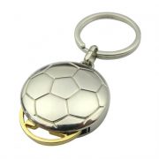 The situation that the golden coin is inserted into Football coin keychain.