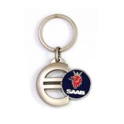 Euro Sign Shaped Coin Keychain with Euro symbol and custom coin