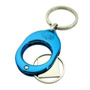 Oval Shaped Metal Coin keyring is blue plating and customized logo