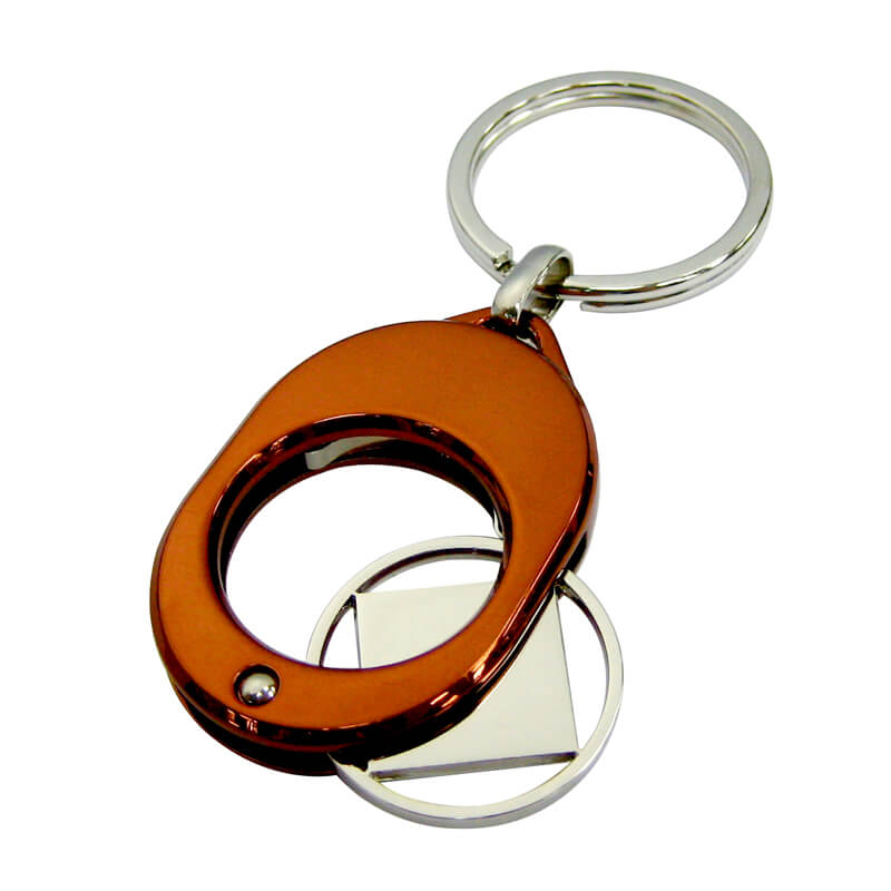 Oval Shaped Trolley Coin Keyring with color electrophoresis plating