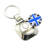 Square shape coin keychain with round metal coin