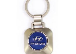 The front side of Square shape coin keychain with opener