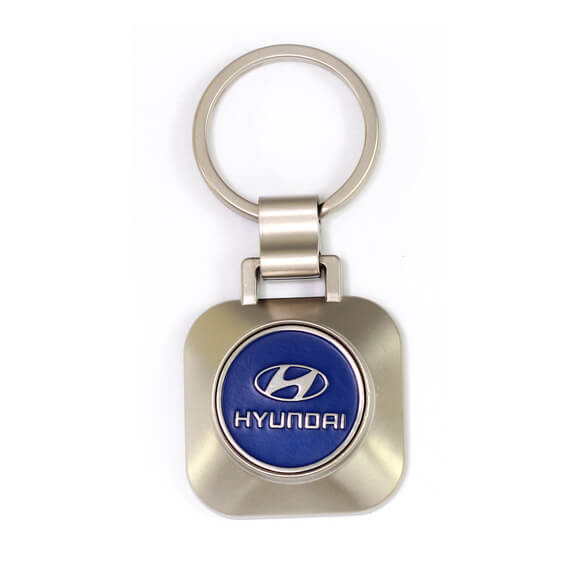 The front side of Square shape coin keychain with opener