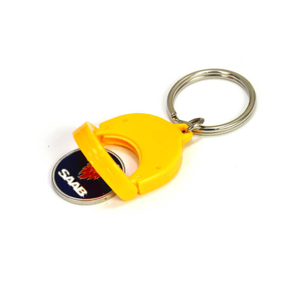 The coin of 2 Parts Oval-shaped Plastic Coin Keyring is easy to take