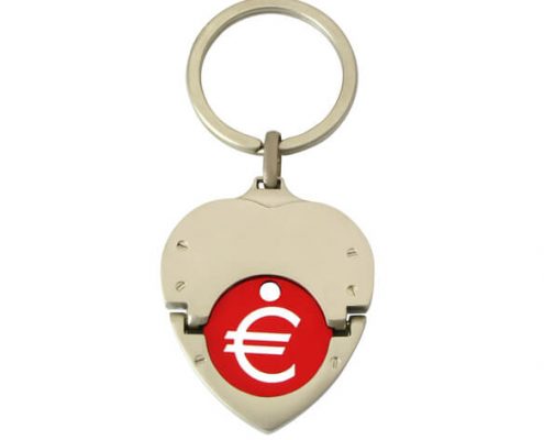 The front side of 2 parts heart-shaped coin keychain