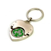 2 parts heart-shaped coin keychain is copper plating