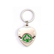 2 parts heart-shaped coin keychain is made of zinc alloy and shiny