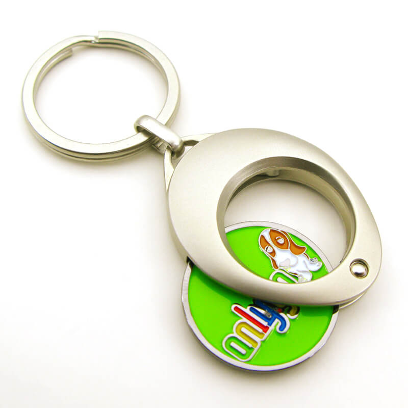 Almond Shaped Trolley Coin Keychain can be plating various colors