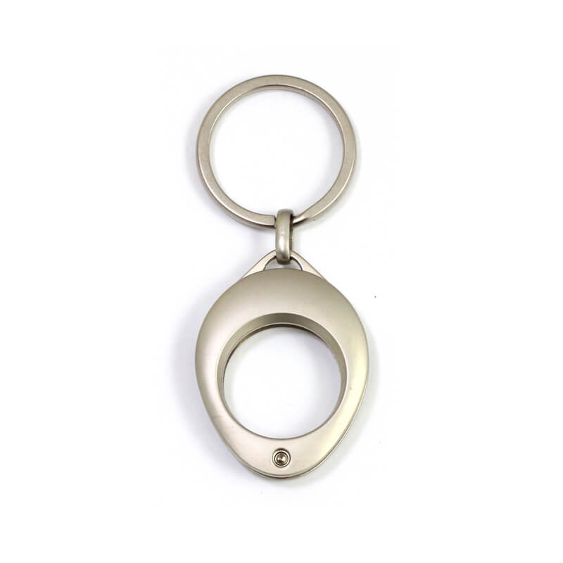 The front side of Almond Shaped Trolley Coin Keychain