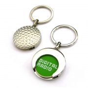 Golf Shape Coin Keychain is made of zinc alloy and shiny