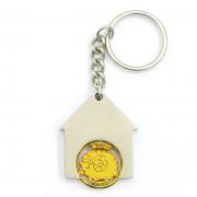 The front side of Custom House Shape Coin Keychain
