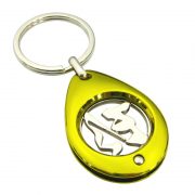 Drop Shaped Shopping Cart Coin Keychain is electrophoresis to be different colors.