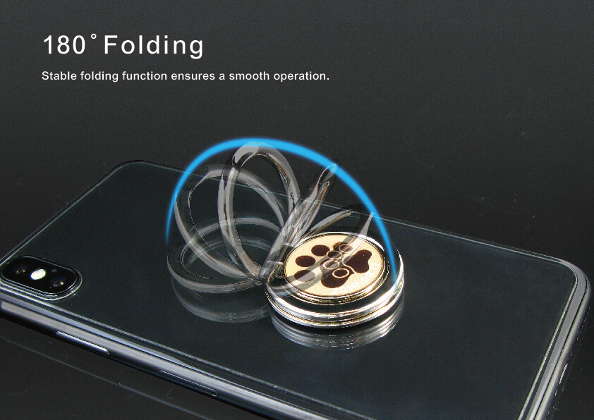 Show the folding function of 360°Adjustable Metal Mobile Phone Ring