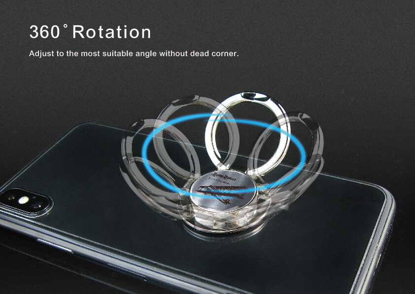 Multifunctional Zinc Alloy Mobile Ring Stand has the 360° rotation function