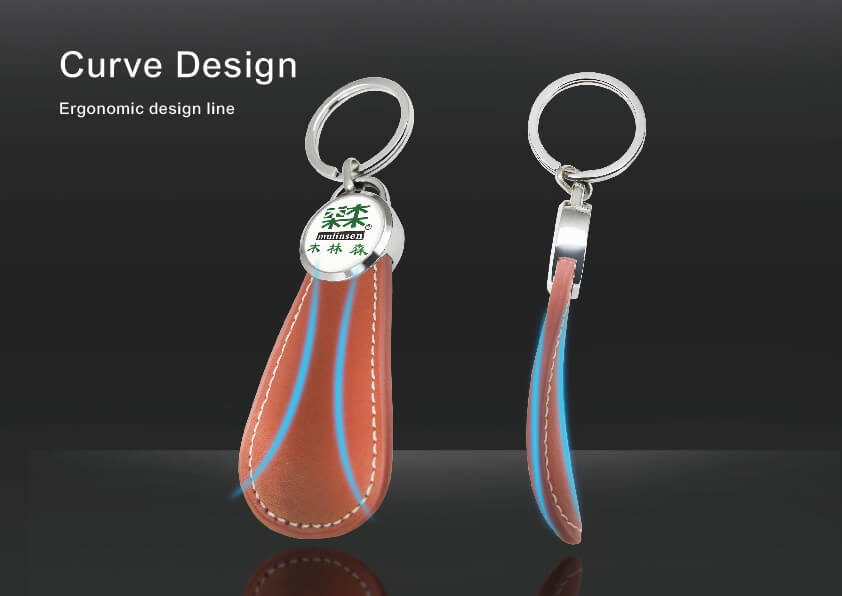 Custom-Made Shoehorn Pull Keychain is curve design