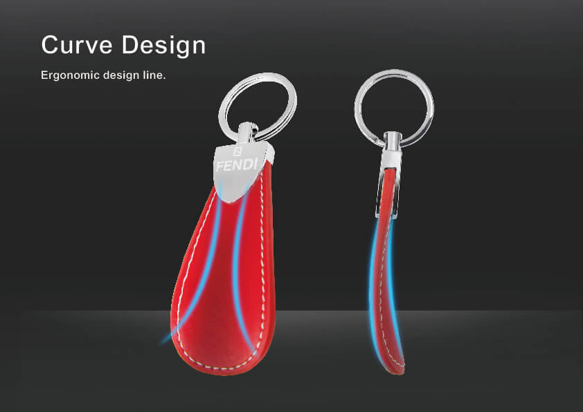 The curve design of 360 Degree Rotation Shoehorn Keychain