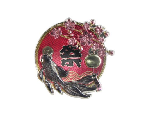 Glitter Japanese Style Cherry Blossoms Pin Badge