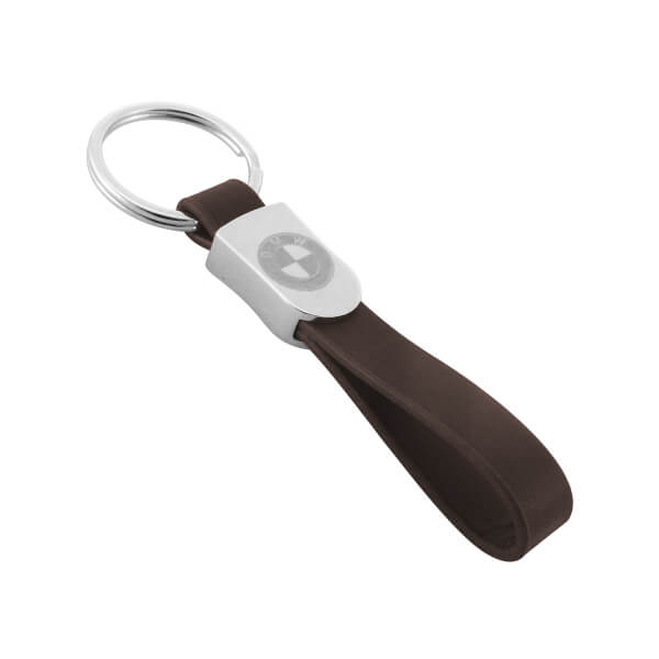 More closer to see Customized Engraved Logo Leather Keychain