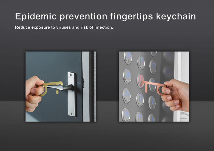 Antimicrobial Metal Door Opener Keychain