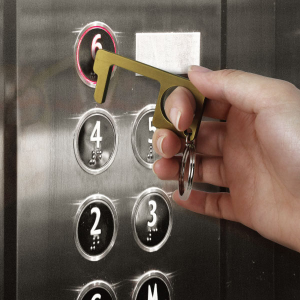Push the elevator button by Non-Contact Door Opener Keychain