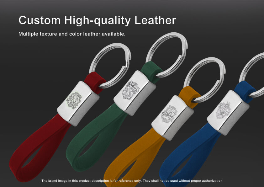 The leather part of Personal Car Logo Metal Leather Keychain can be cutomized