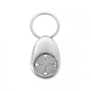 The back side of Egg Shaped Cut Out Coin Keychain