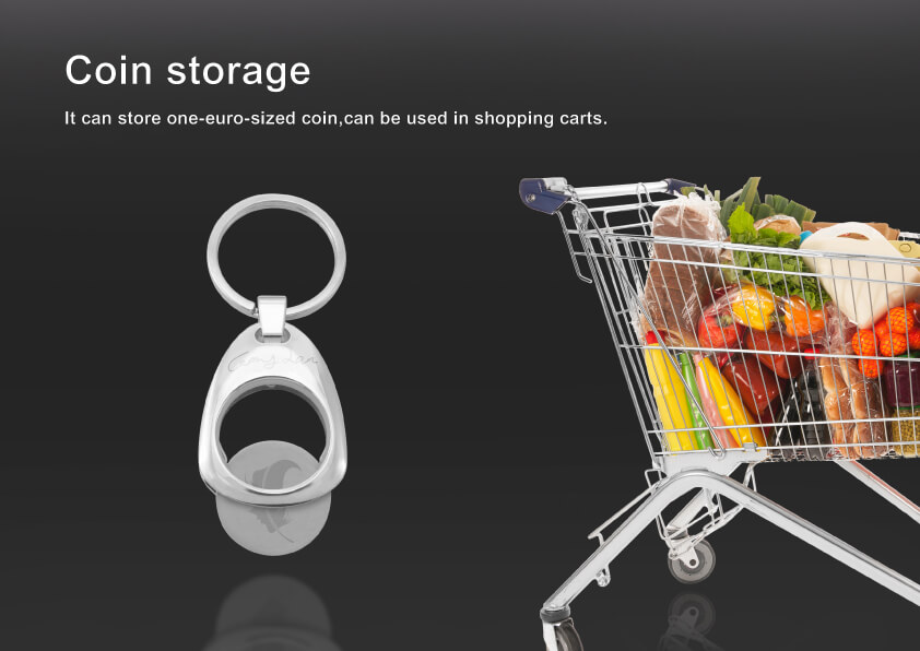 One coin for shopping carts can be stored in Personalized Bell Shape Coin Holder Keychain