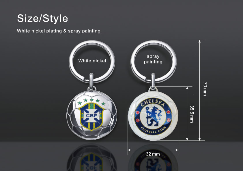The size of Football Shaped Zinc Alloy Keychain