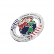 Custom Metal Spinner Challenge Coin is colored with imitated hard enamel.