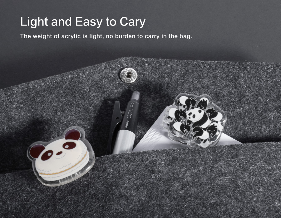 Light and Easy to Cary. The weight of acrylic is light, no burden to carry in the bag.
