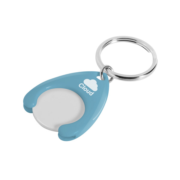 You can put your logo on the Colorful Plastic Coin Keychain
