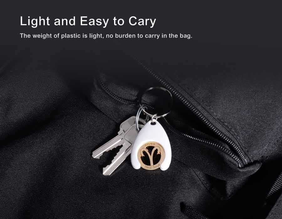 Colorful Plastic Coin Keychain is light and east to carry