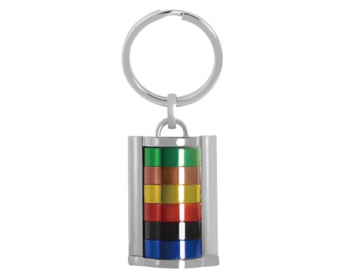 The logo can be customized on Colorful Slot Machine Advertisement Keychain.