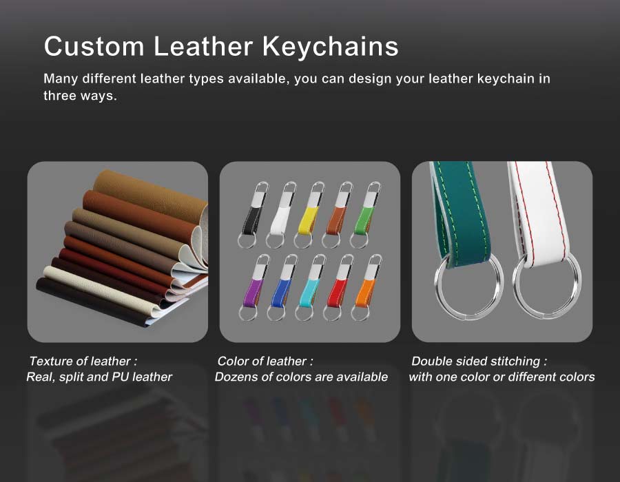 The leather of Leather Keychain With Metal Ring can be customized