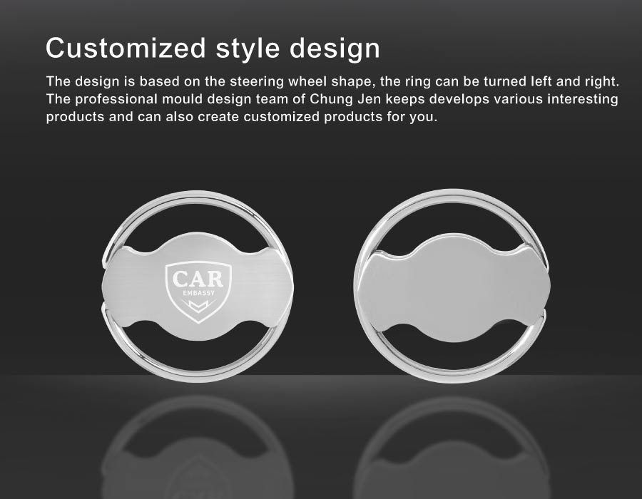 Customized style design of Laser Engraved Steer Wheel Keyring