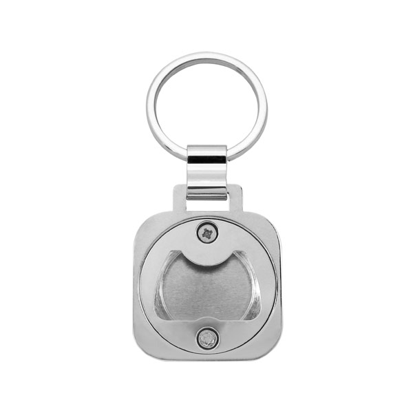 The back side of the Square Shape Bottle Opener Keychain with the opener function.