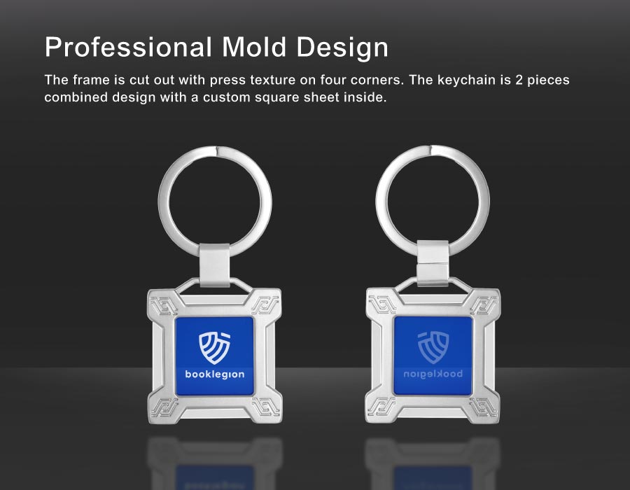 3D Metal Frame Square Custom Keyring-Professional Mold Design